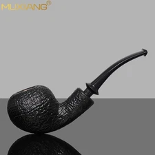 MUXIANG Sandblasted Freehand Pipe Briar Wooden Tobacco Pipe 3mm Cumberland Stem