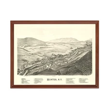Old Map of Hunter, NY 1890 - Vintage Hunter New York Art
