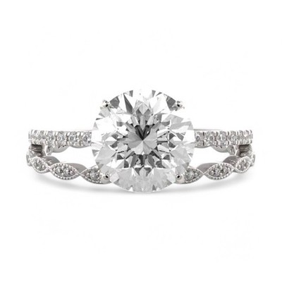 Platin Diamant Ring Set IGI Lab Created 2,80 Karat E F VVS PT950 Rundschliff