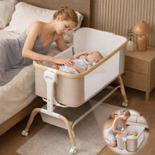Rocking Baby Bassinet Bedside Sleeper, Detachable Portable Bassinet Adjustable
