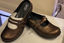 SANITA Brown Leather Low Back Clogs w/ Straps Size 39 / 8.5 M - NEW