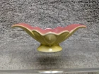 Vintage MCM Pink Yellow Glazed Art Pottery Small Footed Dish Compote Bowl 1950s