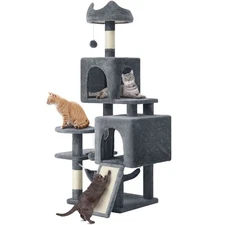54in Cat Tree Tower Multi-Tier Activity Center with Scratching Posts for Cats