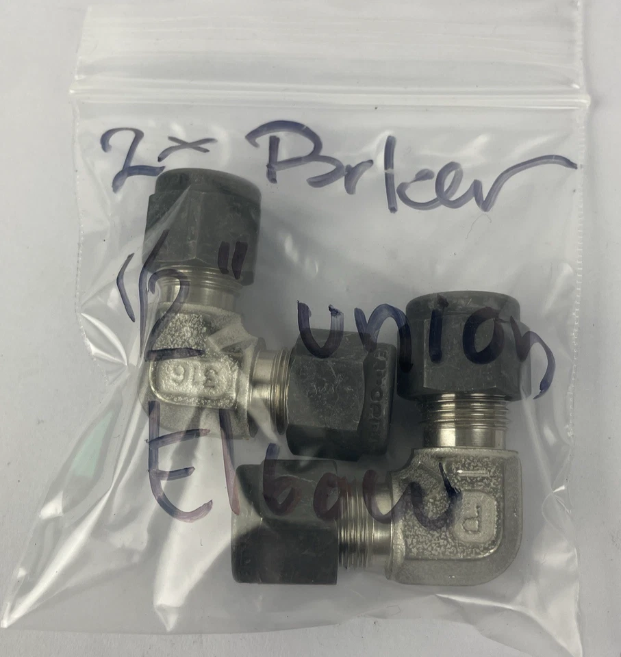 Lot of 2 x 1/2" Tube Union Elbow 316 ss  PARKER CPI 8-8 EBZ-SS NEW - Image 3 of 3