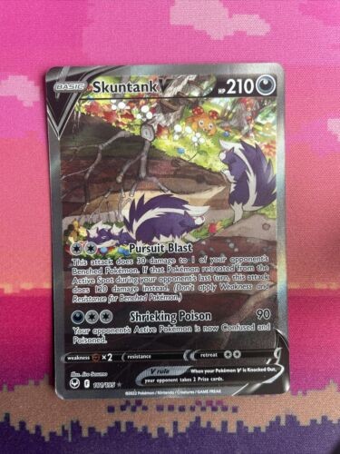 Pokemon Card Skuntank V 181/195 Ultra Rare Alternate Art Silver Tempest NM
