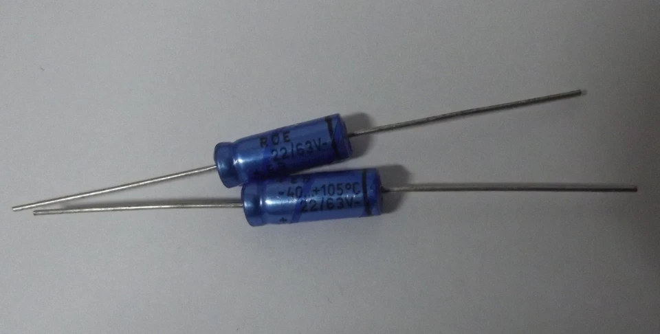 5 Stück/pcs Elko 22µF 63V 105°C axial 7x18mm ERO/ROEDERSTEIN Capacitor 22uF