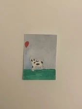 ACEO Original Painting, Abstract Cow Watercolor Art, 3.5” x 2.5”, by k.marie