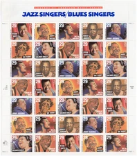 Scott #2861a (2854-61) Jazz and Blues Singers Sheet of 35 Stamps - MNH P#P2222