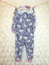 Hello Kitty Hooded Purple Fleece Pajamas Sleeper Girls Size Small 6/6X