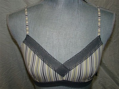 NWT Elle Macpherson L Touch Triangle Bralette EMTSC1008 Gray Striped 113768