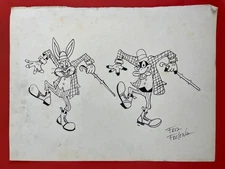 Friz Freleng Drawing on paper (Handmade) signed and stamped