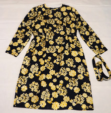 Vintage 1980s CHANG'S FASHIONS yellow floral summer dress 4 check measurements 