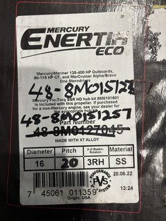 Mercury ENERTIA ECO Propeller 16 x 20" Pitch 3 Blades RH SS #48 8M0151257