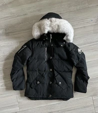 Moose Knuckles 3Q Shearling-Trimmed Heavy Warm Jacket with White Fur Size Medium
