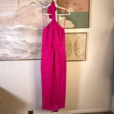 Gianni Bini Womens Halter Back Zip Tulip Hem Addie Midi Dress Hot Pink Size 8