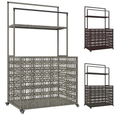 Outsunny Rattan Pool Float Storage, Pool Float Holder with Shelf