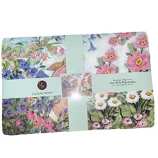 Laural Home Floral Bunny Easy Care 18”x12” Set of 6 Placemats NEW
