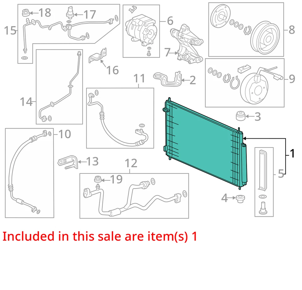 Condensador de CA de Honda Pilot 10895580 2015 Foto 3 de 4