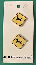 (2) VINTAGE JHB 5/8” DEER CROSSING SIGN SHANK NOVELTY BUTTONS NOC-Z309