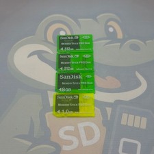 LOT of 4 SanDisk MemoryStickPRODuo - 512MBx2,8GB,1GB - Untested - GC424