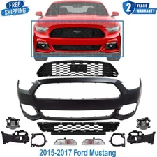 Front Bumper Cover Primed & Grille Assembly kit For 2015-2017 Ford Mustang