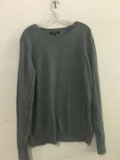 Marc Anthony Size XL Tall Gray Cashmere Cotton Men V Neck Sweater High Quality