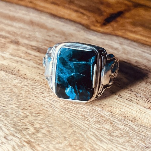 Clocks and Colours Blue Pietersite Ring Desperado 925 Sterling Mens