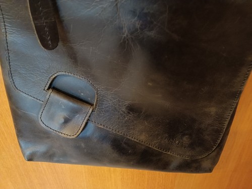 Leconi Damen Umhängetasche Rindsleder Croosbag Schwarz gewachst Vintage Look - Bild 5 von 7