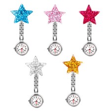 Shiny Star Nurse Lapel Pocket Watch Quartz Women's FOB Clip Hanging Brooch Gift