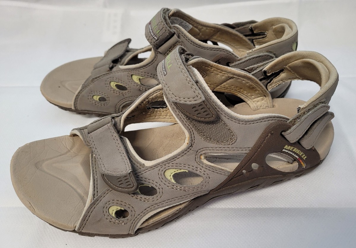 MERRELL Continuum Sandal Women 8 Tan Leather Vibram 