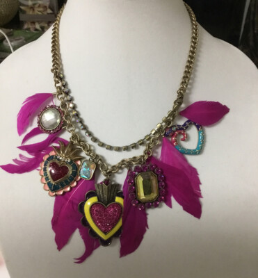 Betsey Johnson Viva La Betsey Pink Feather Necklace NWT Rare