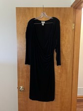 Chicos Traveler Black Wrap Look Dress Deep V-Neck Cinched Waist On One Side 3