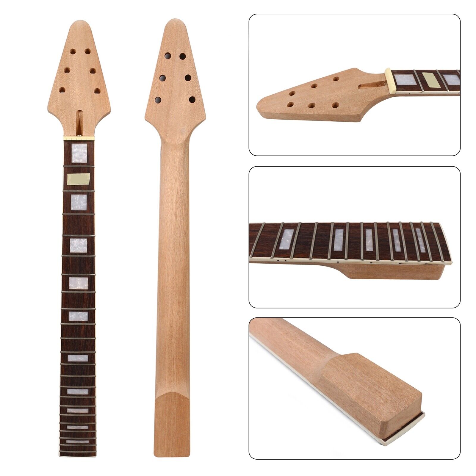 Unfinished Guitar Neck 22 Fret 25.5 Inch Scale length Blank Paddle Head  bolt On