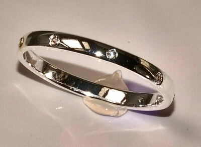 Sterling Silber 925 Bandring filigran zierlich niedlich 6 x Zirkonias à Ø 1,5 mm - Bild 1 von 4