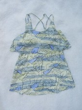 BCBGeneration Womens XS Yellow Blue Mini Lightweight Flutter Dress Citrus Multi