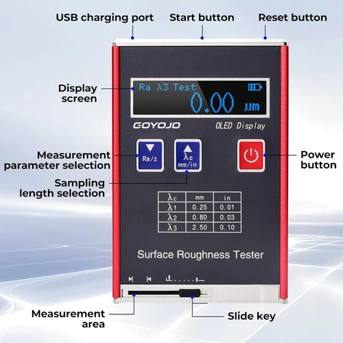 Surface Roughness Tester Roughness Gauge Meter GSR710 Rz/Rt Ra/Rq 0.05~15.0μm - Picture 5 of 6
