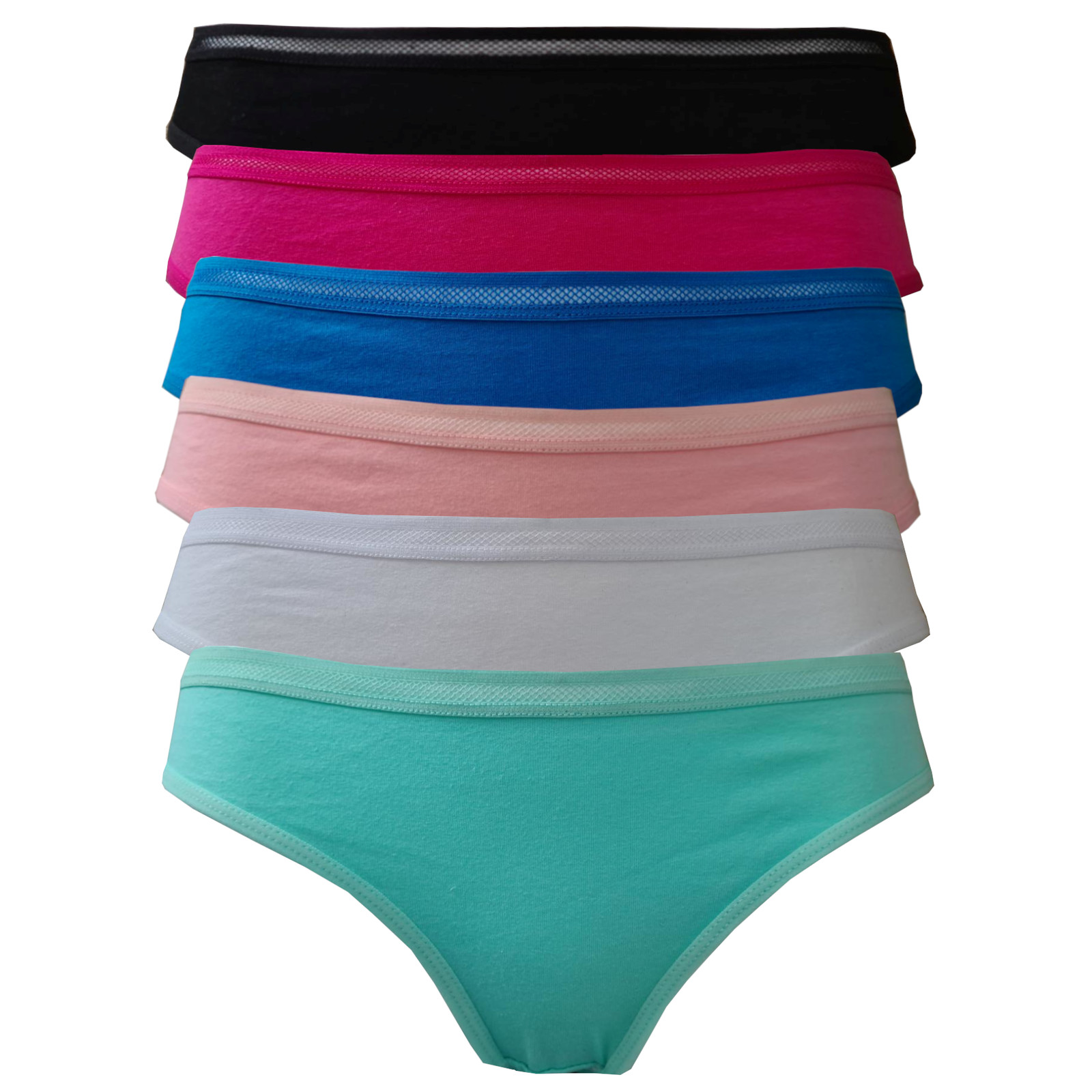 Damen String Set Tanga Baumwolle 6er Pack sexy Slips Panty Höschen Hipster basic