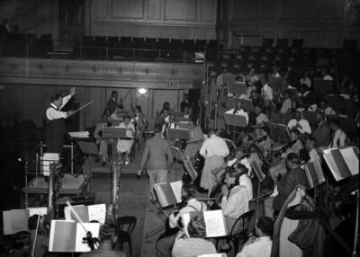 Sir Henry Wood rehearses orchestra Queens Hall for opening Promena- 1930s Photo