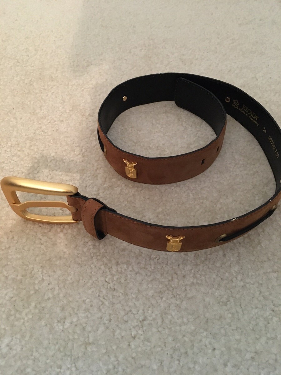 Escada Brown Suede Leather Belt & Detail Buttons Size 34 NWT  display picture 1