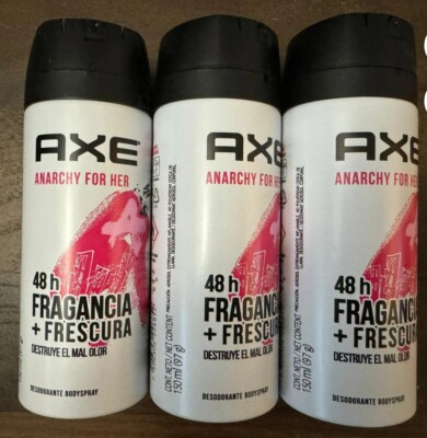 Lot 3 Axe ANARCHY for HER Spray Deodorant 48 Hr Full Regular Size 5 oz Each