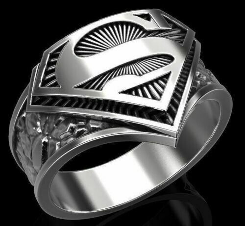 New Fashion Men's Biker Special Superman Ring In 935 Argentium Silver - Picture 3 of 8