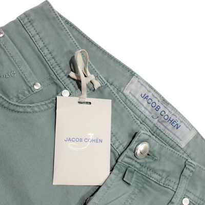 Jacob Cohen NWD 5 Pocket Jean Cut Pants Size 30 US Style 688 Green Cotton Blend