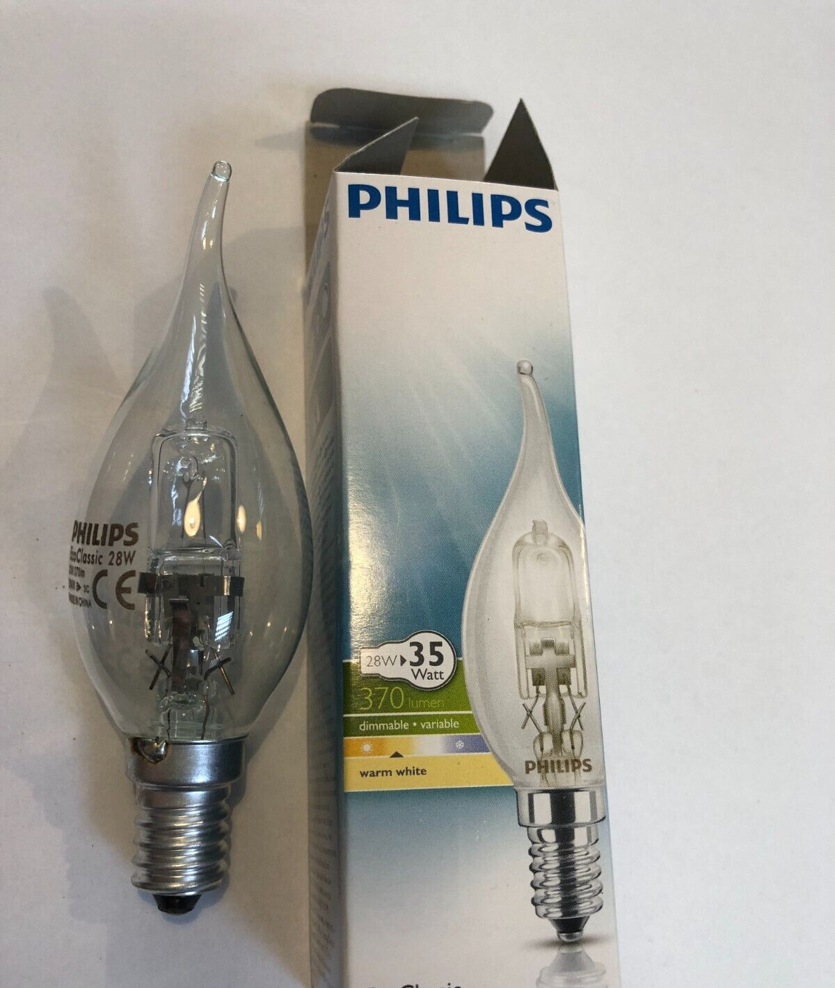 Philips Halogen Candle Lamp 28=35 Watt 230V E14 Clear Dimmable !!!! 370lm
