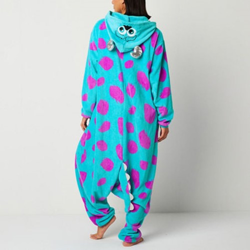 Disney MJC Womens Monsters Inc High Long Sleeve One Piece Pajama, Small, Blue! - Picture 2 of 2