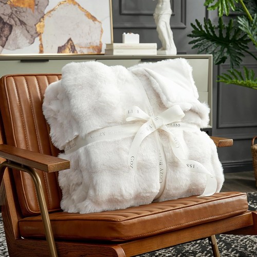 Faux Fur Throw Blanket for Couch, Fuzzy Soft Plush Thick Bubble Blanket for S... - Picture 4 of 10