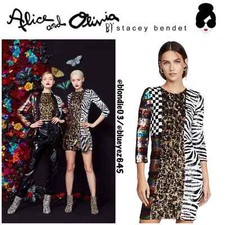Alice + Olivia Jae Sequin Keyhold Black Mini Dress 0
