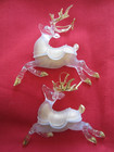 Lot of 2 FLYING ANTLER REINDEER Clear & Gold with Glitter Accent Xmas Ornaments — photo 2