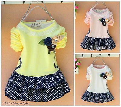 Neu Kleinkind gepunktet Party Blume Anlass Baby Mädchen Kleid Kinder Sommer Kleidung