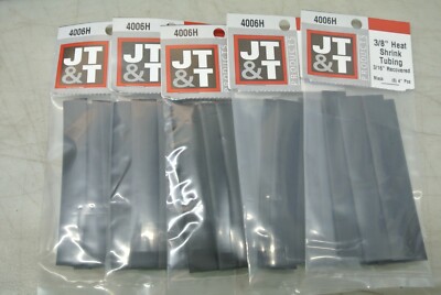 (5) JT&T Products 4006H Heat Shrink Tubing 3/8'' (3/16' Recovered) 6-4'' Pcs/Pk