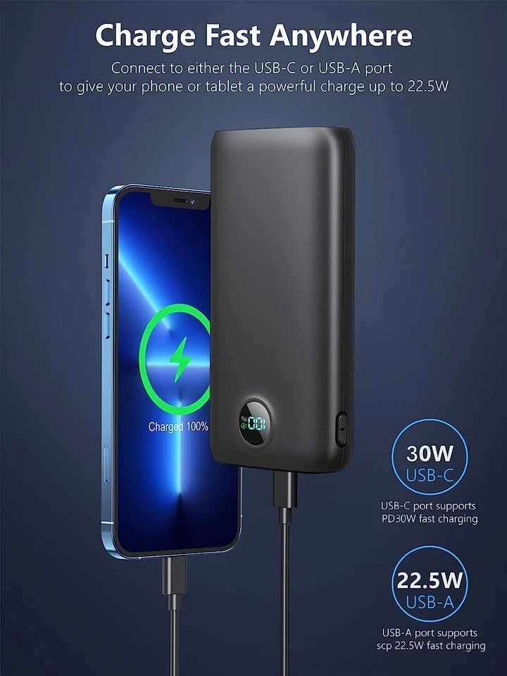 Portable Charger, 30000mAh Power Bank Quick Charging with 2 USB ,1 Type-C Output - Image 4 of 4